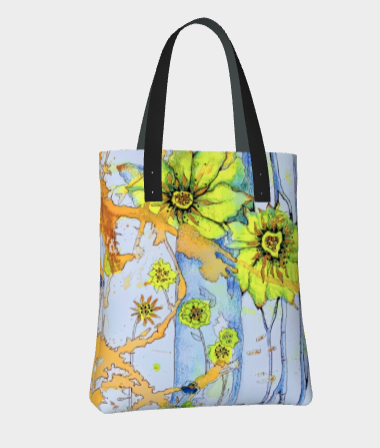 LemonFlower Lined Totebag